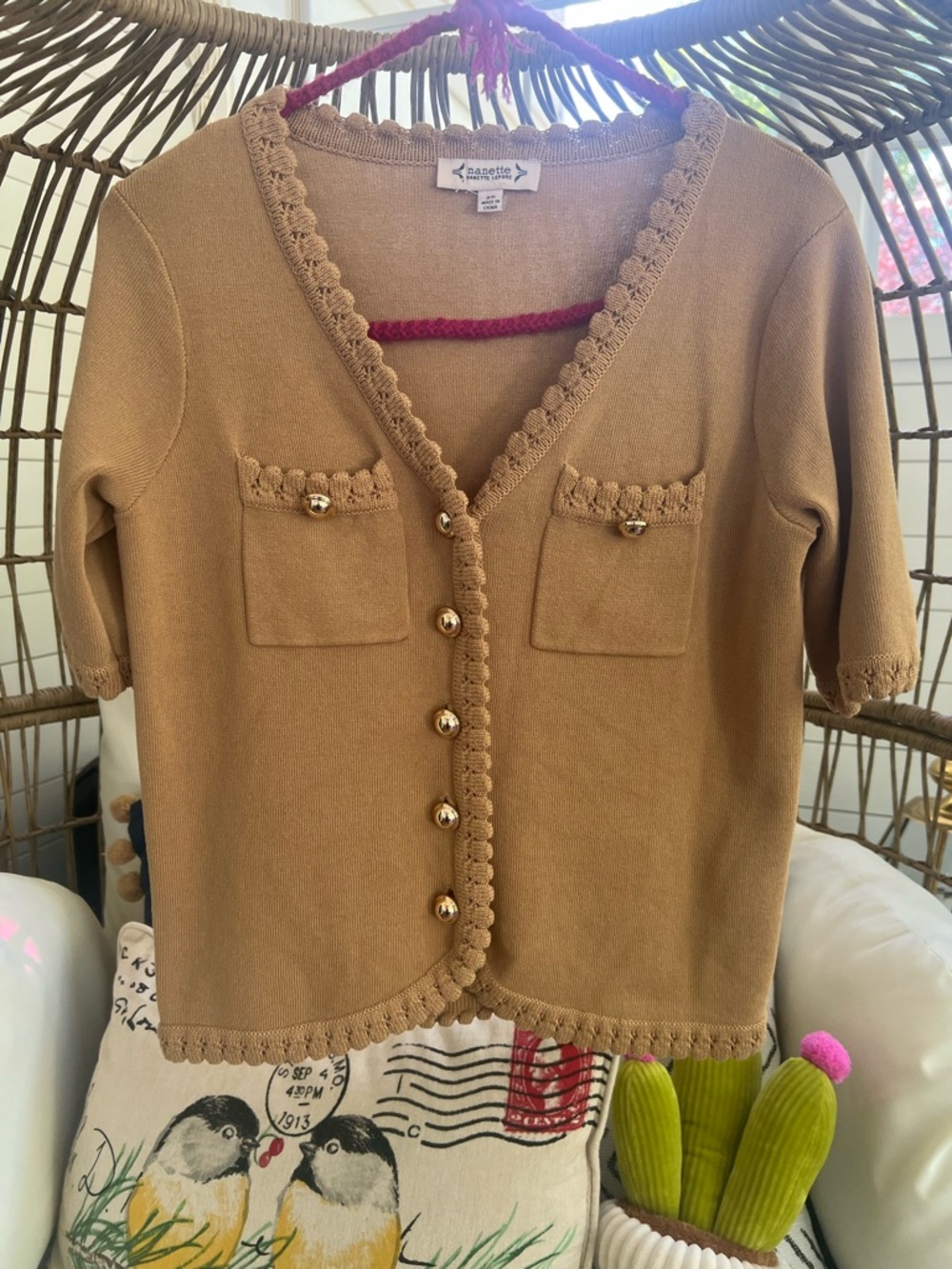 Nanette Lepore Brown Camel coquette feminine old money  Blouse Size XS